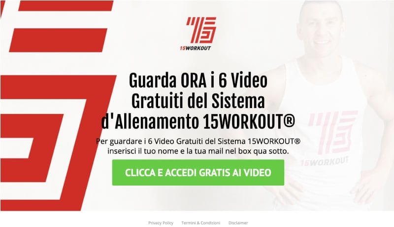 Squeeze page esempio fitness